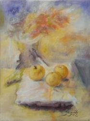 Pintando tres manzanas: terminada